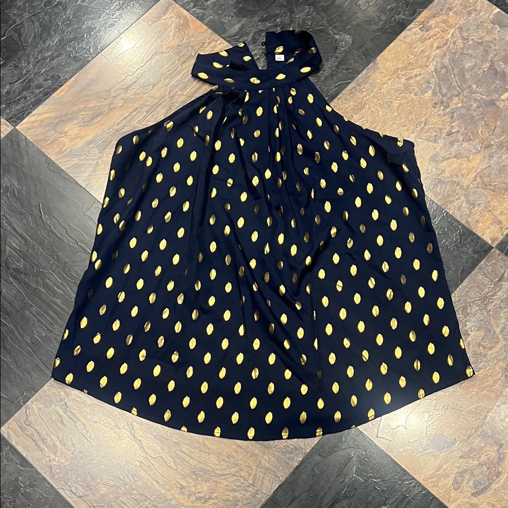 Verdusa Sleeveless Blouse Navy and Gold XXL